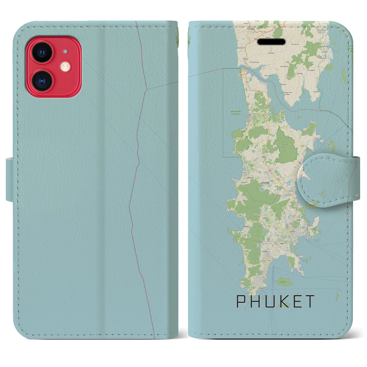 【プーケット(タイ)】地図柄iPhoneケース(手帳タイプ)ナチュラル・iPhone 11 用