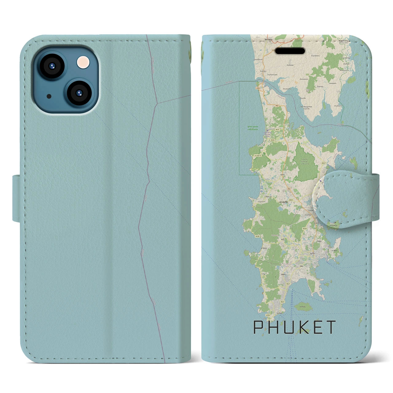 【プーケット(タイ)】地図柄iPhoneケース(手帳タイプ)ナチュラル・iPhone 13 用