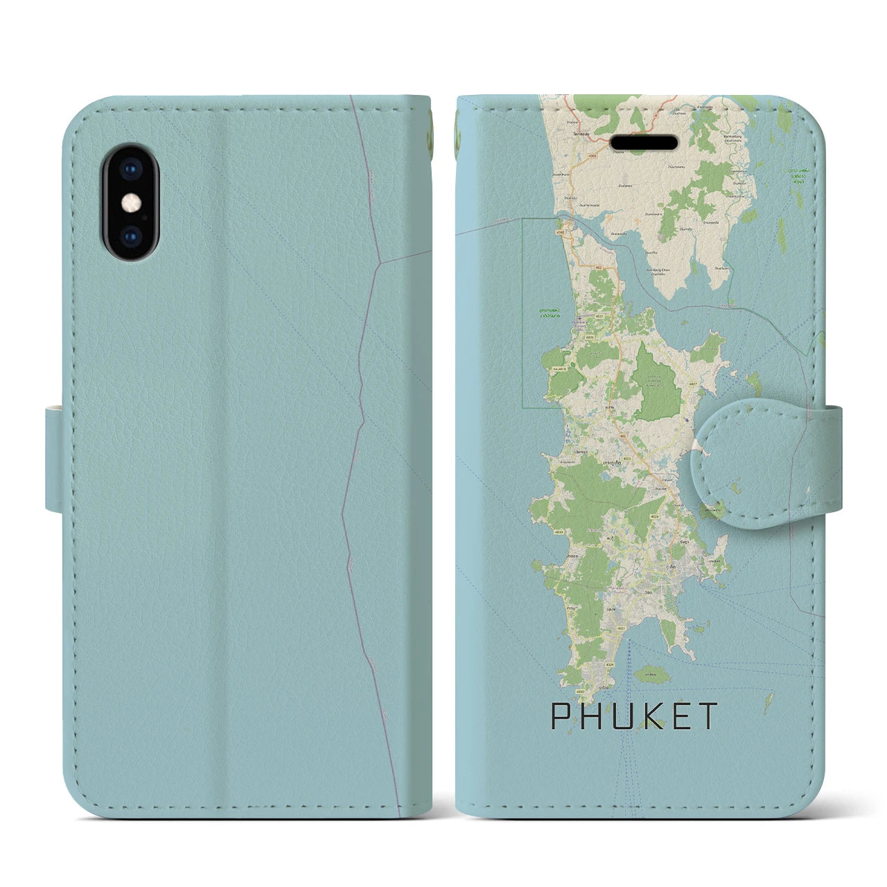 【プーケット(タイ)】地図柄iPhoneケース(手帳タイプ)ナチュラル・iPhone XS / X 用