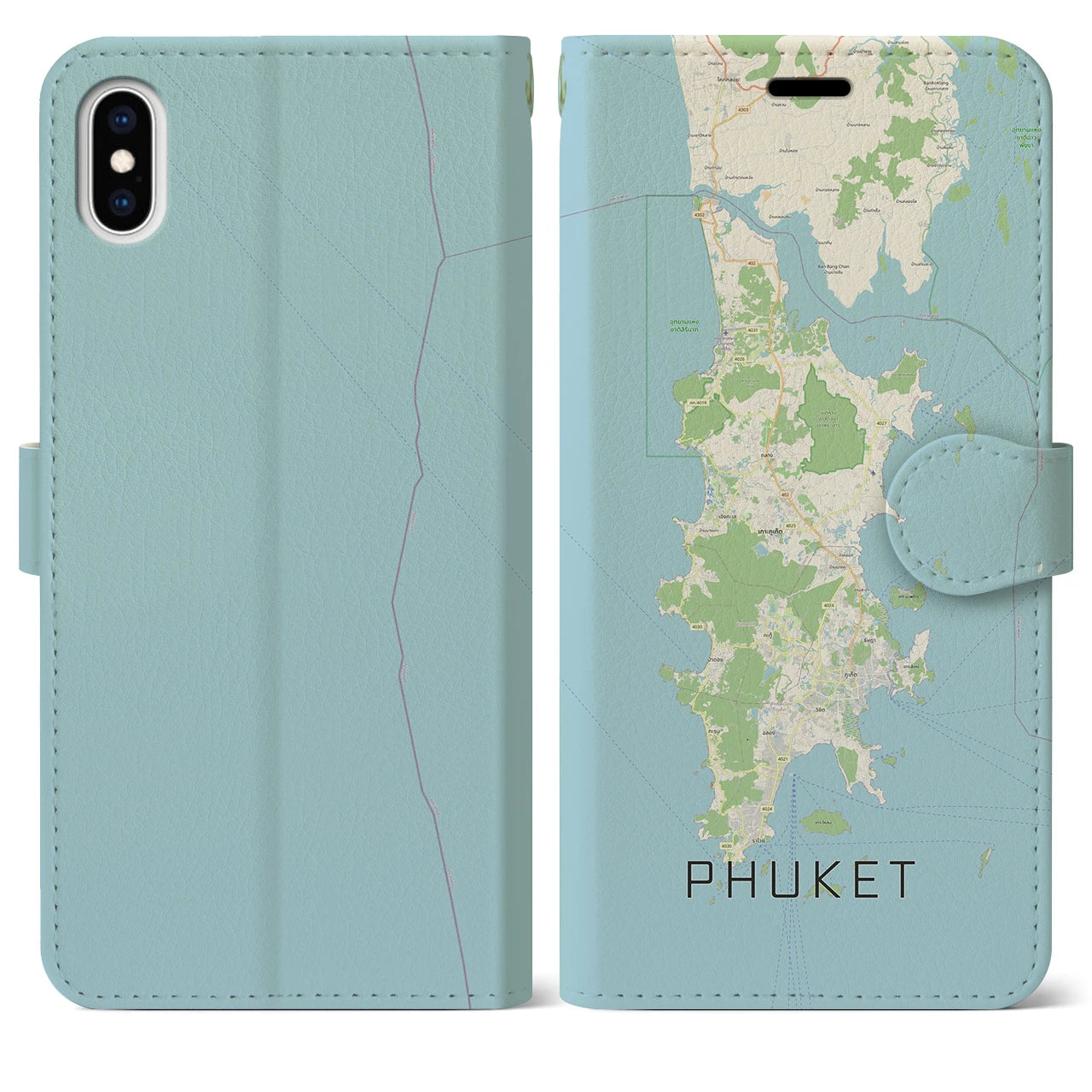 【プーケット(タイ)】地図柄iPhoneケース(手帳タイプ)ナチュラル・iPhone XS Max 用