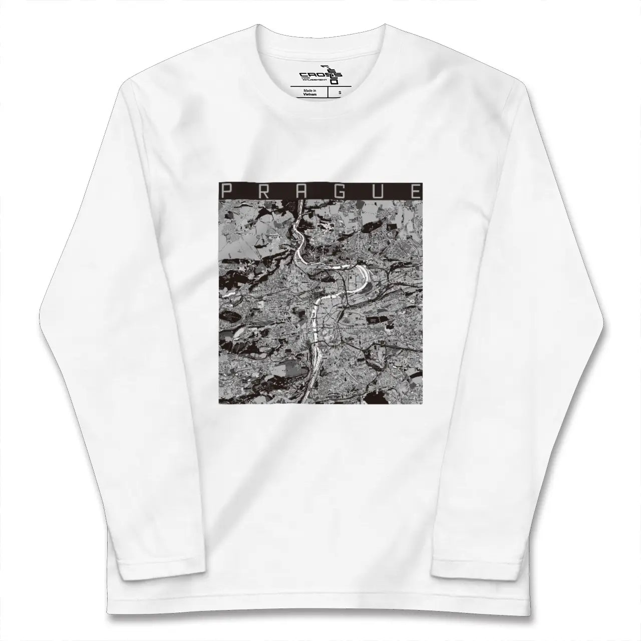 【プラハ(チェコ)】地図柄ロングスリーブTシャツ