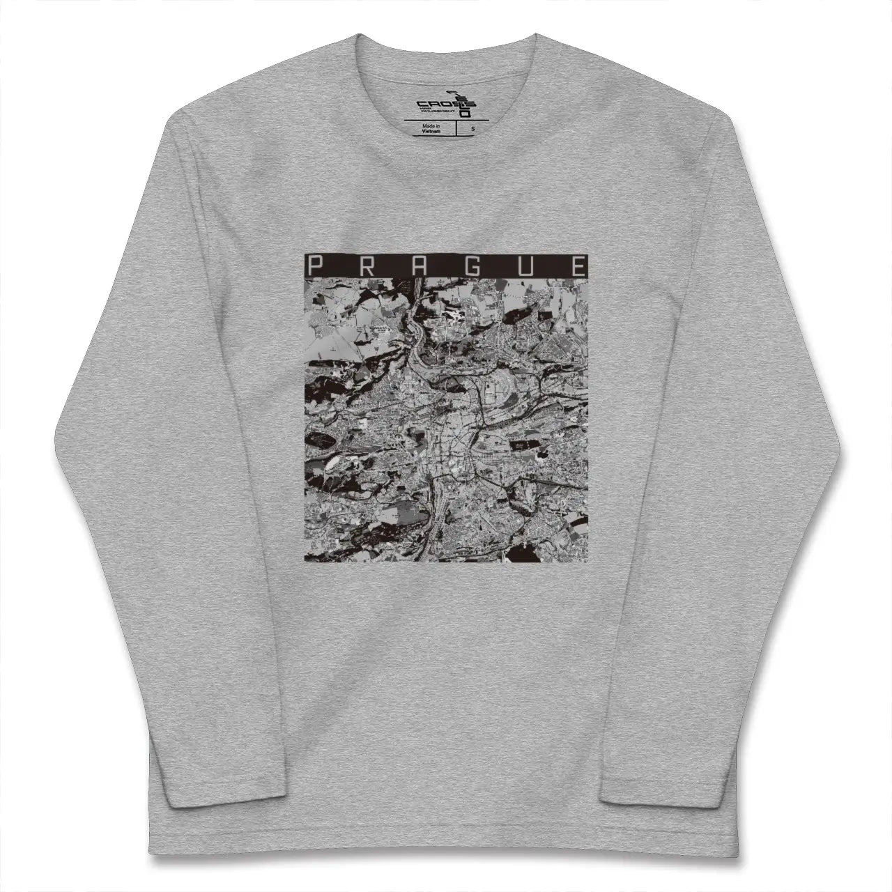 【プラハ(チェコ)】地図柄ロングスリーブTシャツ