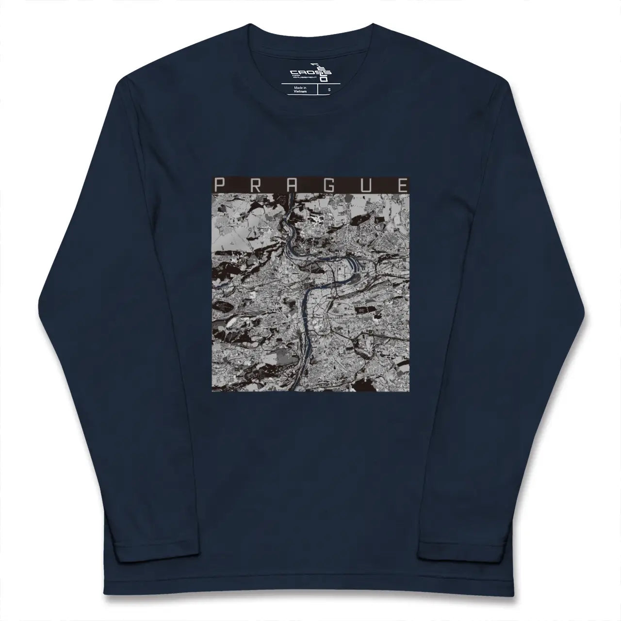 【プラハ(チェコ)】地図柄ロングスリーブTシャツ