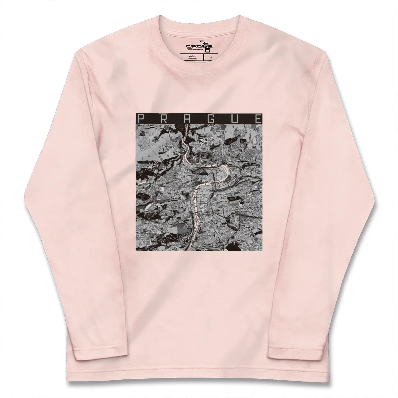 【プラハ(チェコ)】地図柄ロングスリーブTシャツ