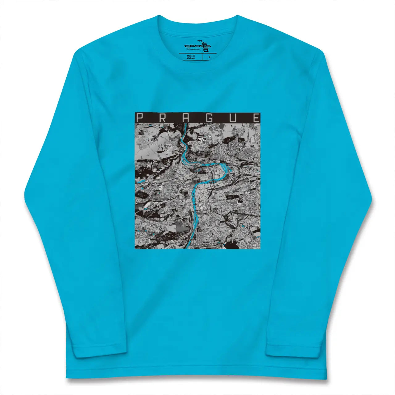【プラハ(チェコ)】地図柄ロングスリーブTシャツ