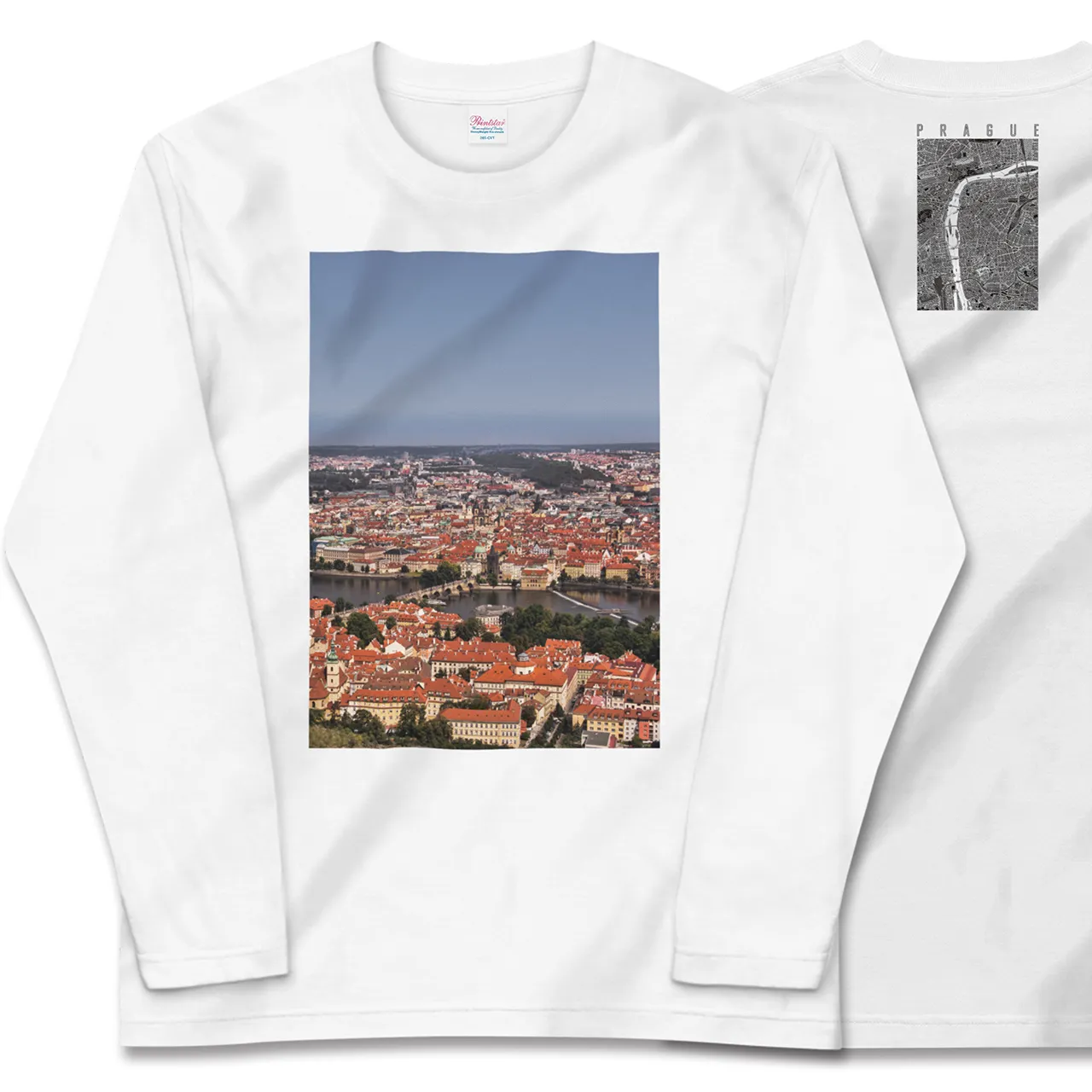 【プラハ(チェコ)】Map World ロングスリーブTシャツ