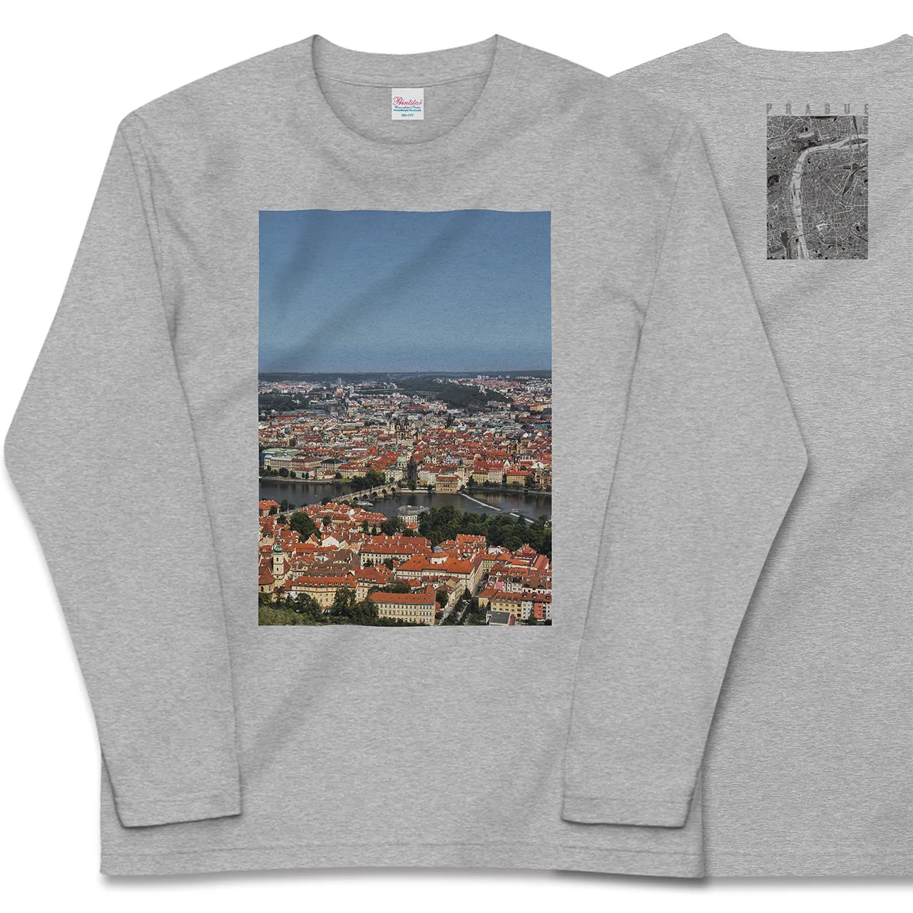 【プラハ(チェコ)】Map World ロングスリーブTシャツ