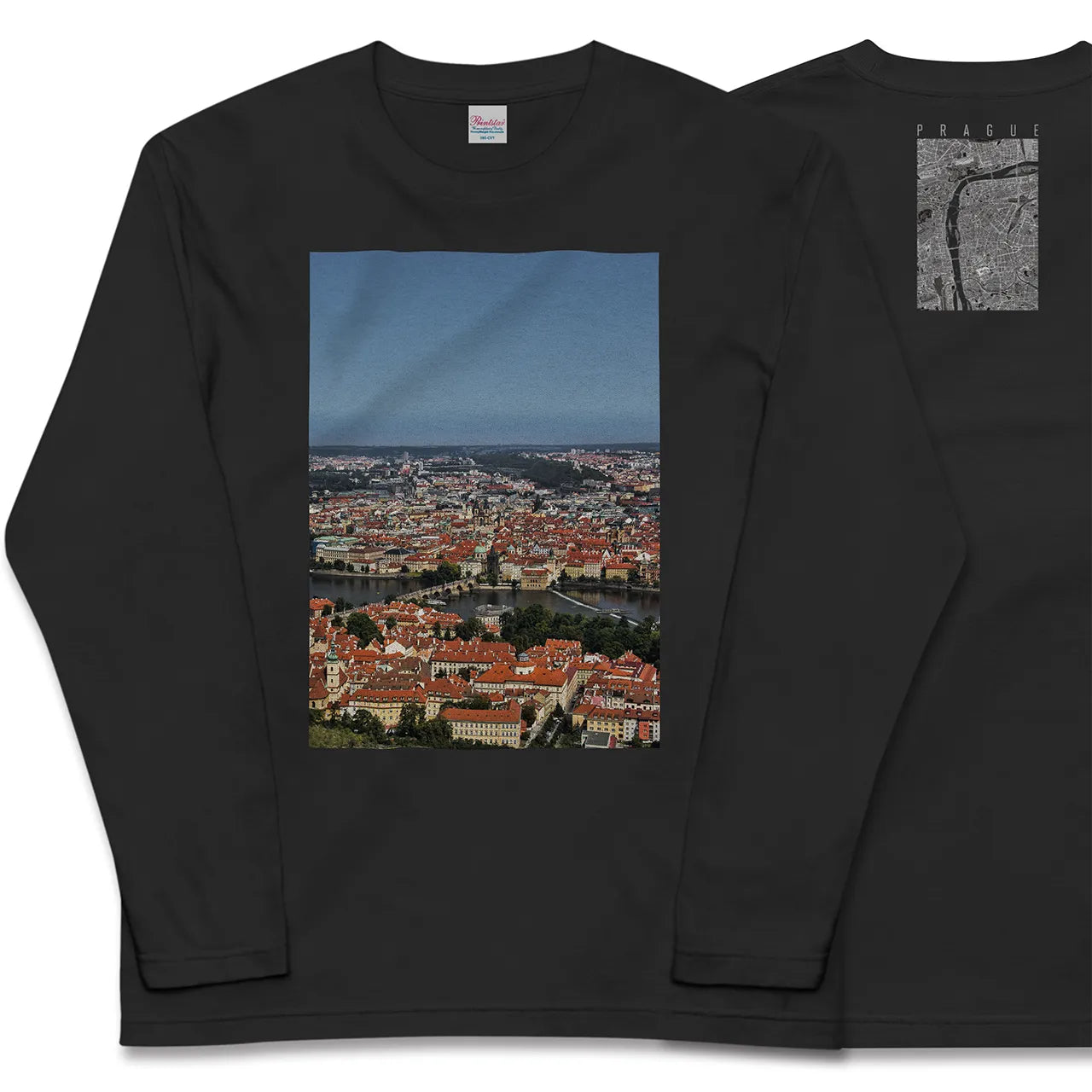 【プラハ(チェコ)】Map World ロングスリーブTシャツ