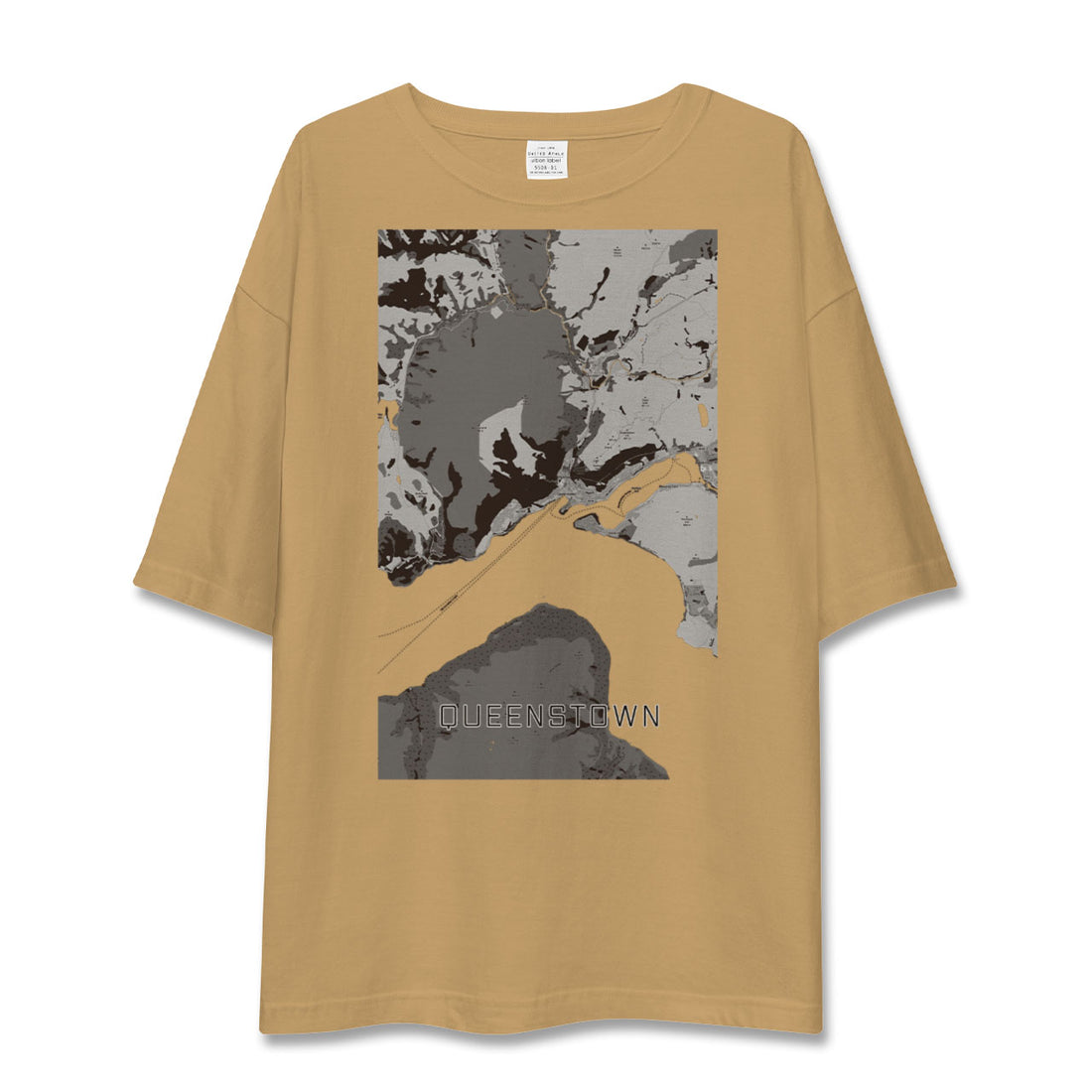 【クイーンズタウン(ニュージーランド)】地図柄ビッグシルエットTシャツ