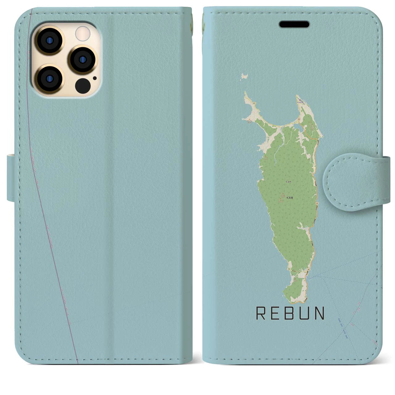 【礼文(北海道)】地図柄iPhoneケース(手帳タイプ)ナチュラル・iPhone 12 Pro Max 用