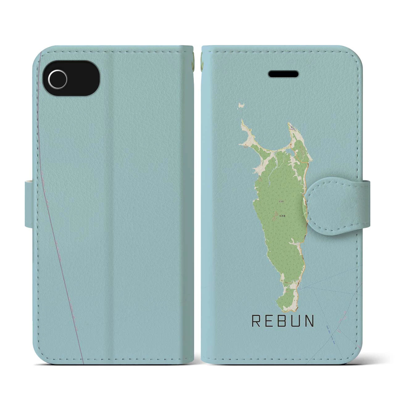 【礼文(北海道)】地図柄iPhoneケース(手帳タイプ)ナチュラル・iPhone SE(第3 / 第2世代) / 8 / 7 / 6s / 6 用