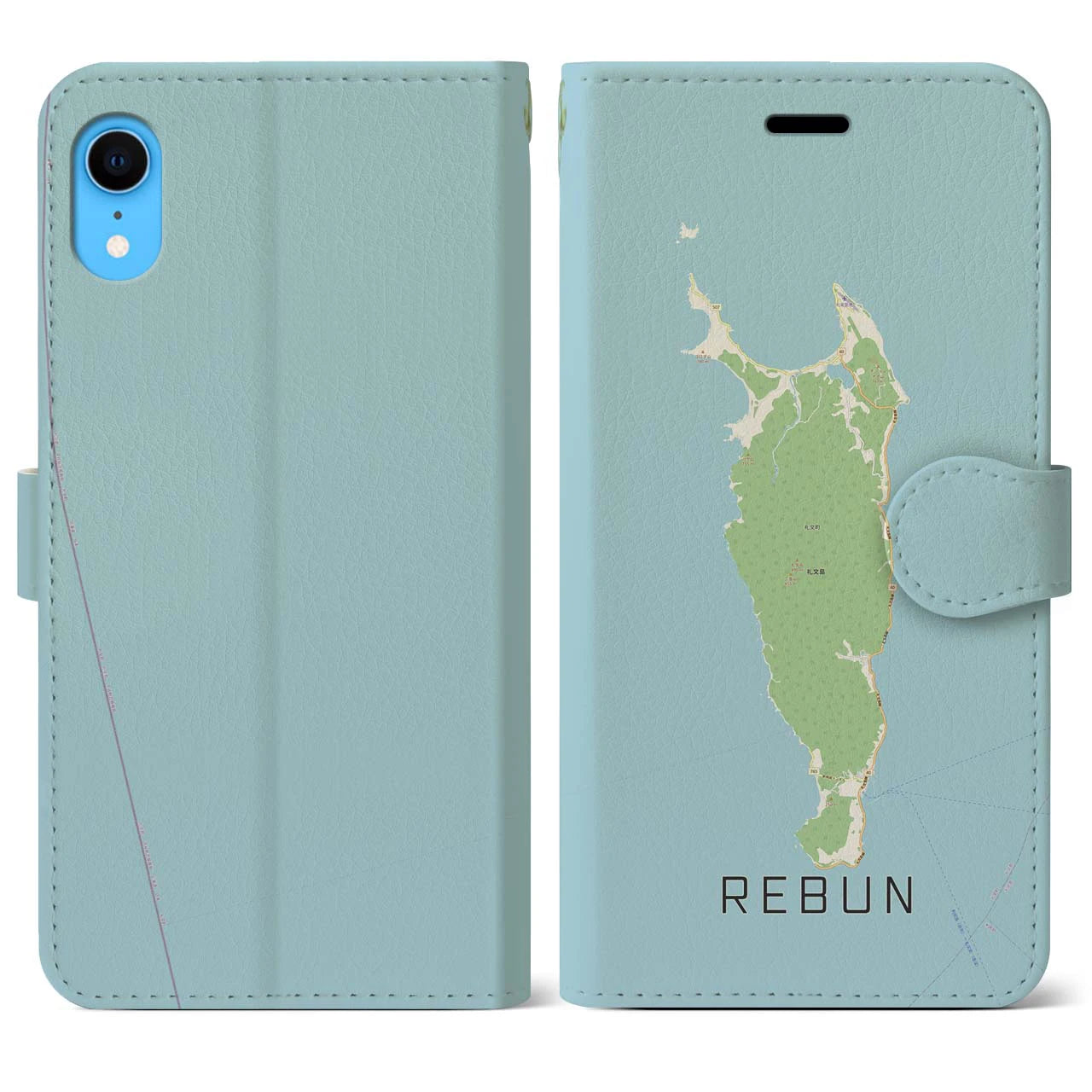 【礼文(北海道)】地図柄iPhoneケース(手帳タイプ)ナチュラル・iPhone XR 用