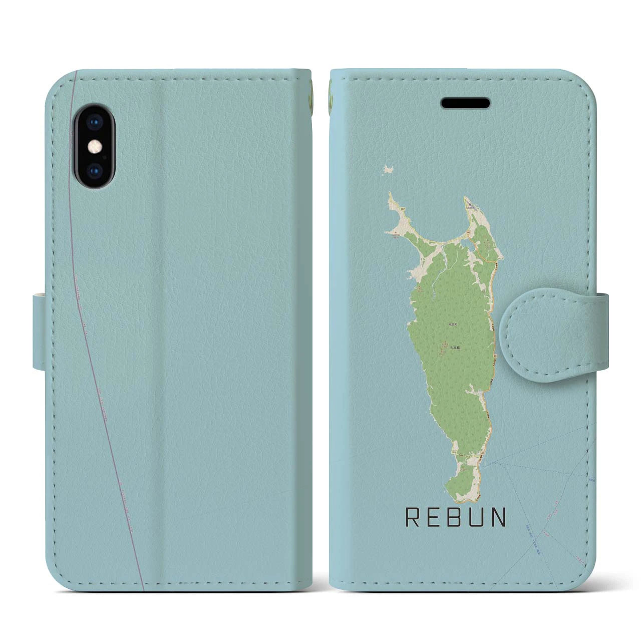 【礼文(北海道)】地図柄iPhoneケース(手帳タイプ)ナチュラル・iPhone XS / X 用