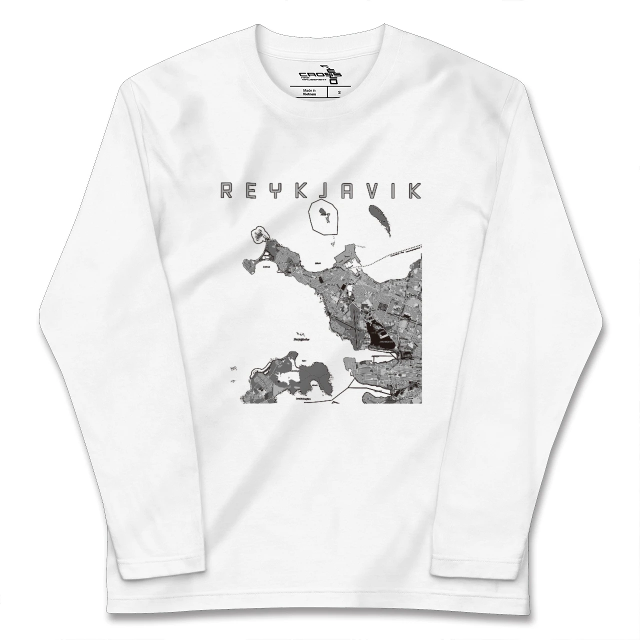 【レイキャヴィーク(アイスランド)】地図柄ロングスリーブTシャツ