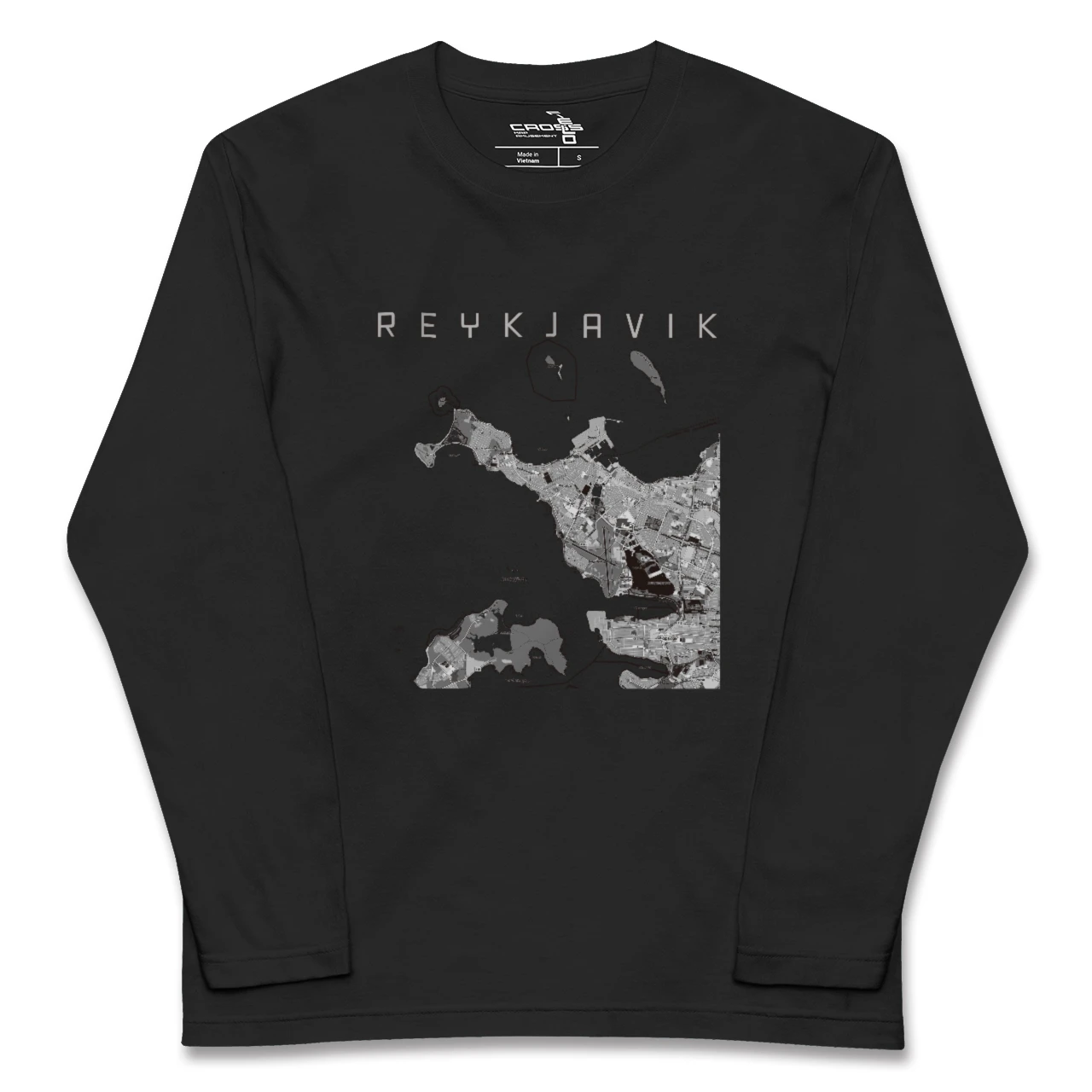 【レイキャヴィーク(アイスランド)】地図柄ロングスリーブTシャツ
