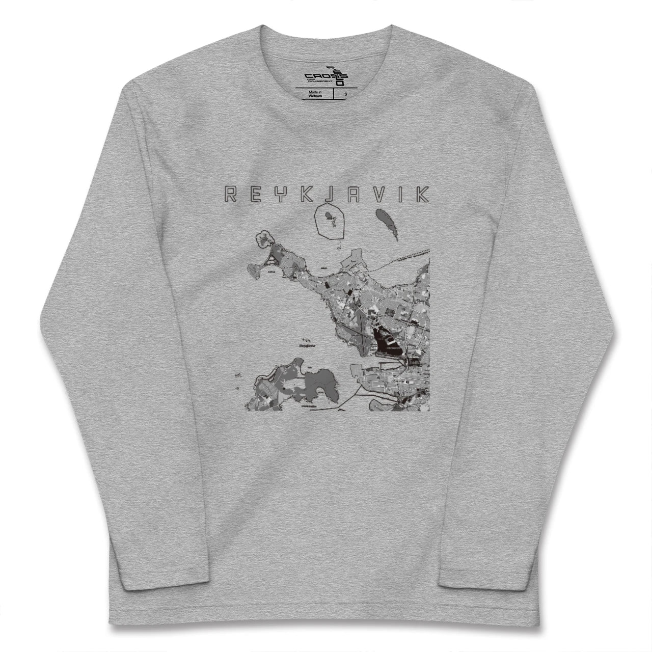【レイキャヴィーク(アイスランド)】地図柄ロングスリーブTシャツ