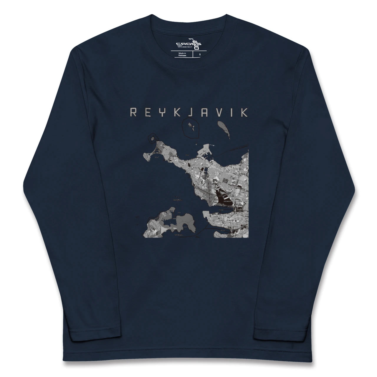 【レイキャヴィーク(アイスランド)】地図柄ロングスリーブTシャツ