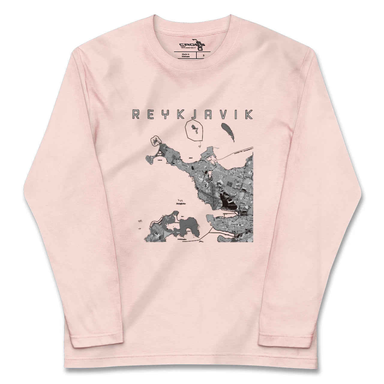 【レイキャヴィーク(アイスランド)】地図柄ロングスリーブTシャツ