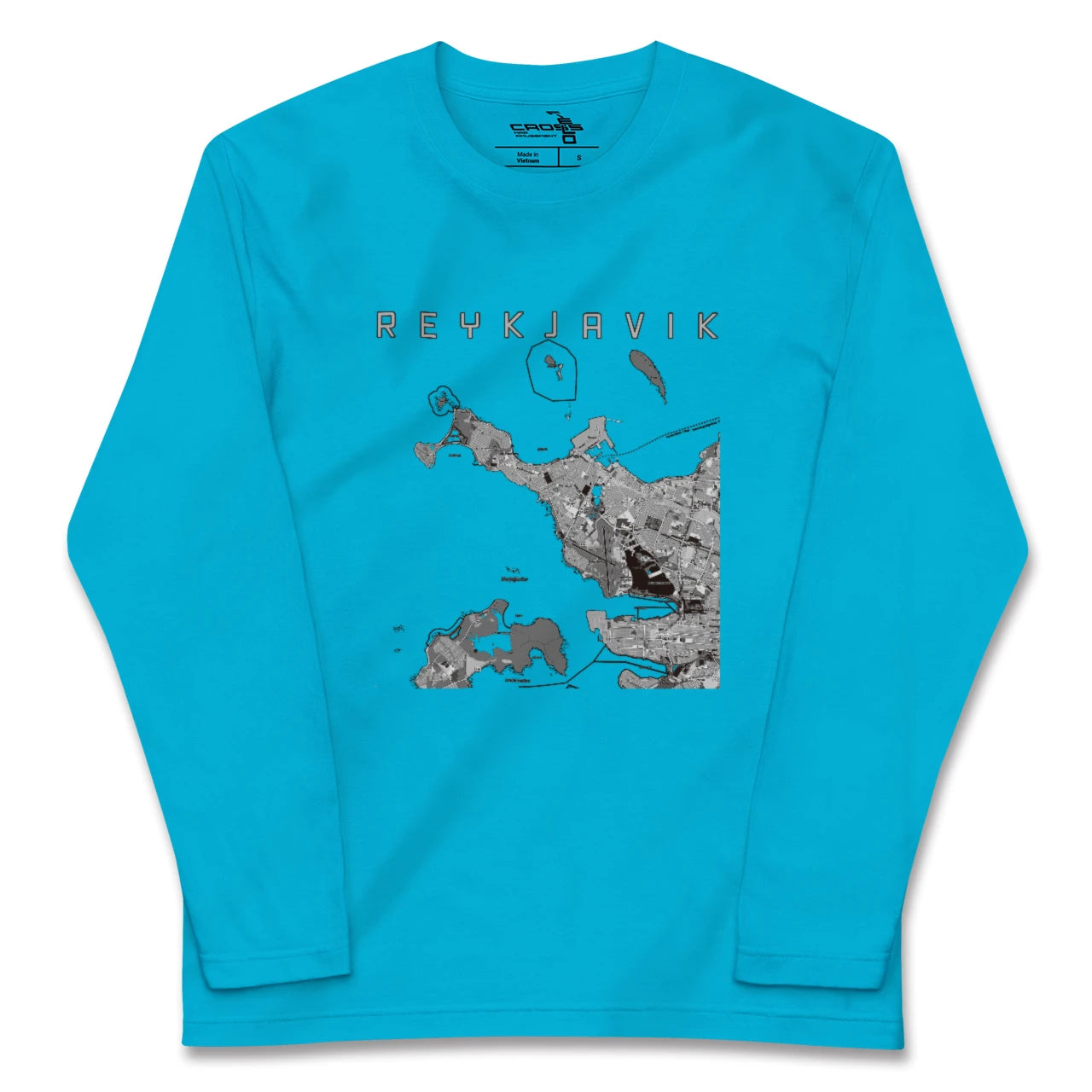 【レイキャヴィーク(アイスランド)】地図柄ロングスリーブTシャツ