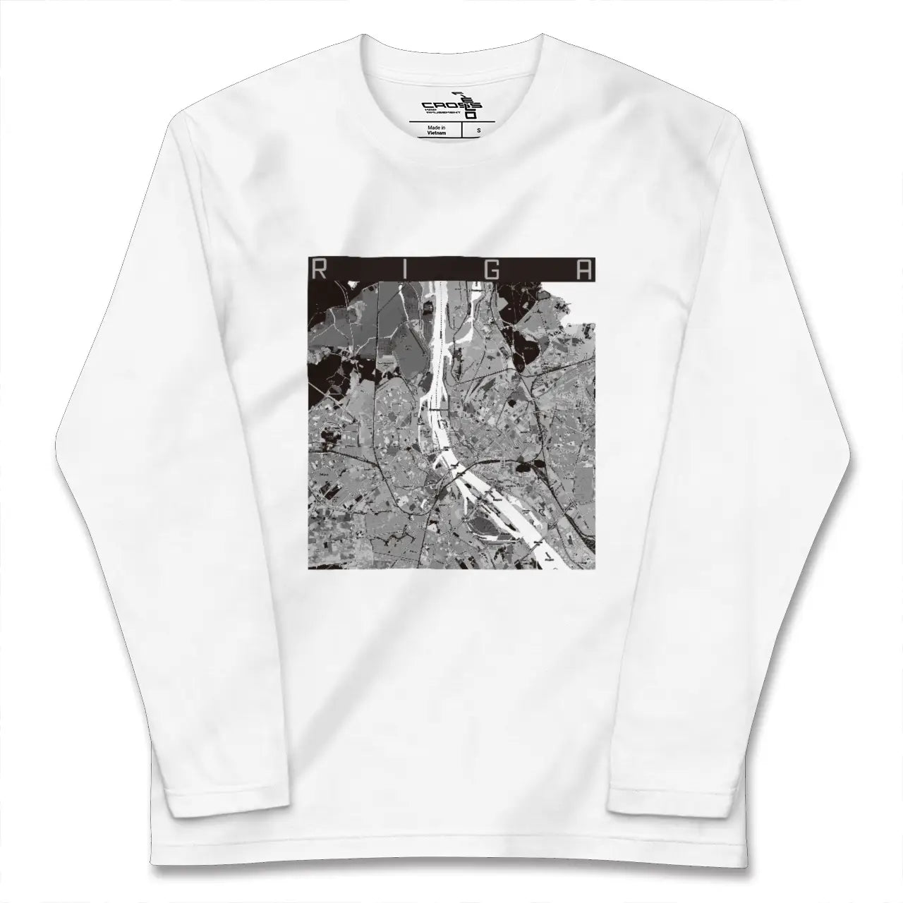 【リガ(ラトビア)】地図柄ロングスリーブTシャツ