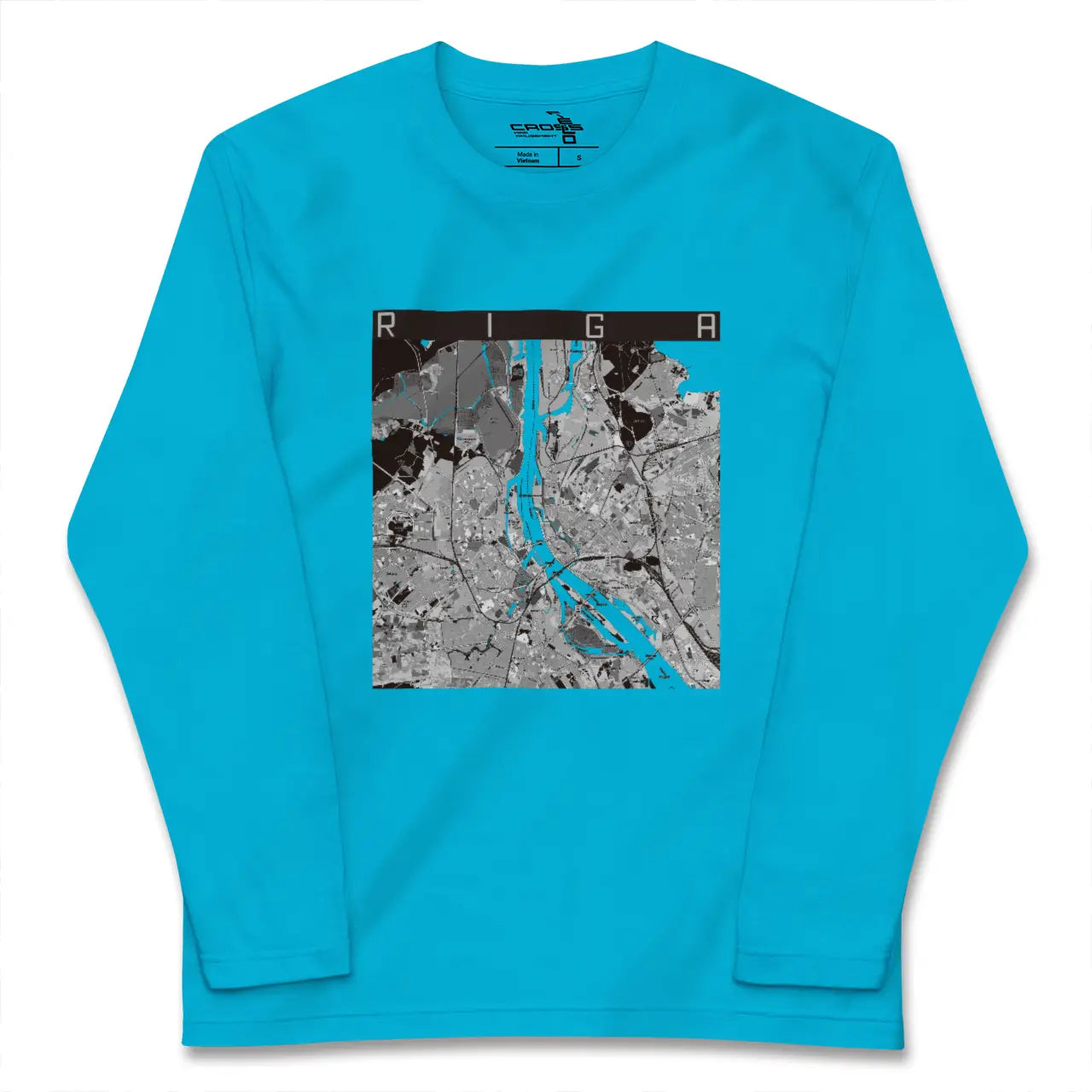 【リガ(ラトビア)】地図柄ロングスリーブTシャツ