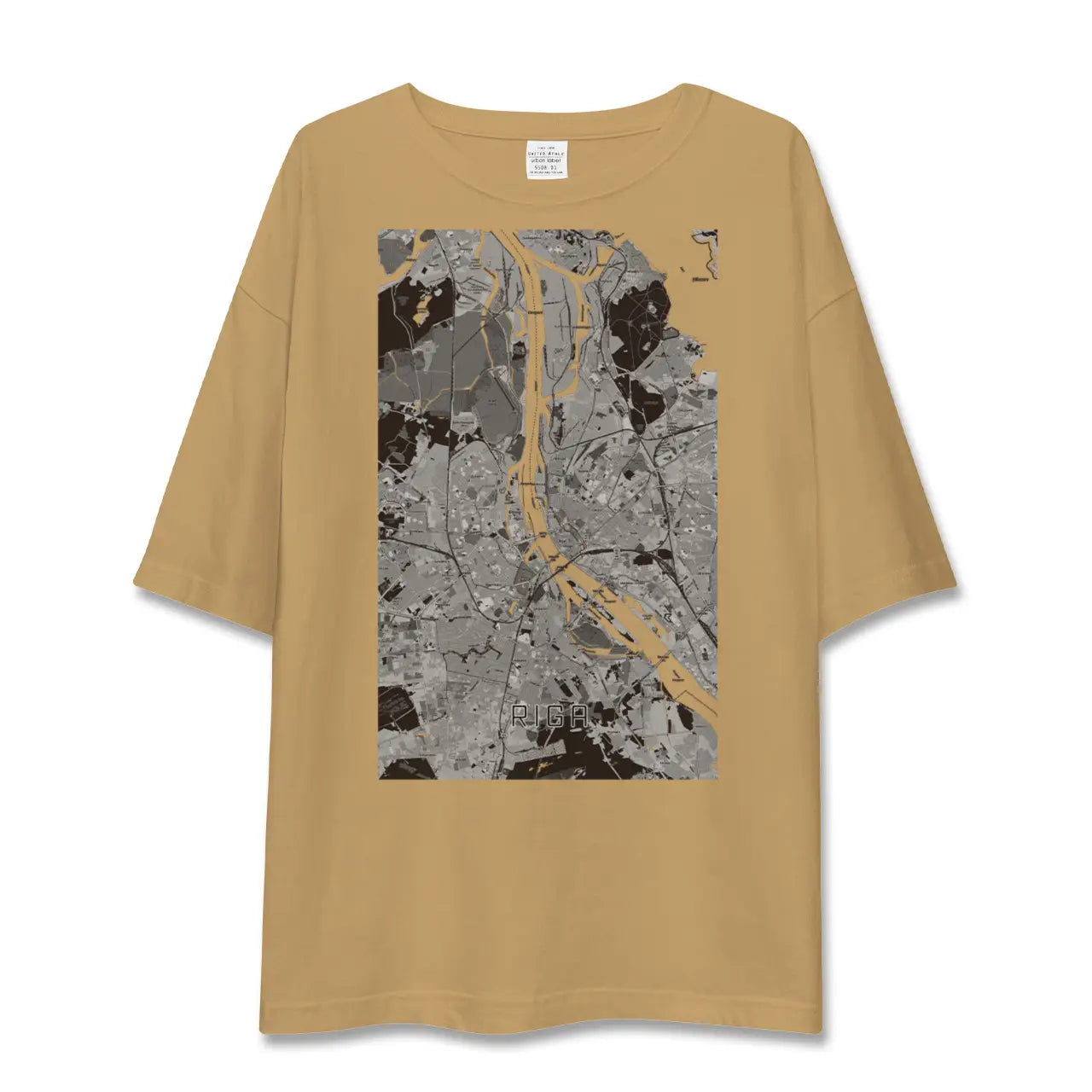 【リガ(ラトビア)】地図柄ビッグシルエットTシャツ