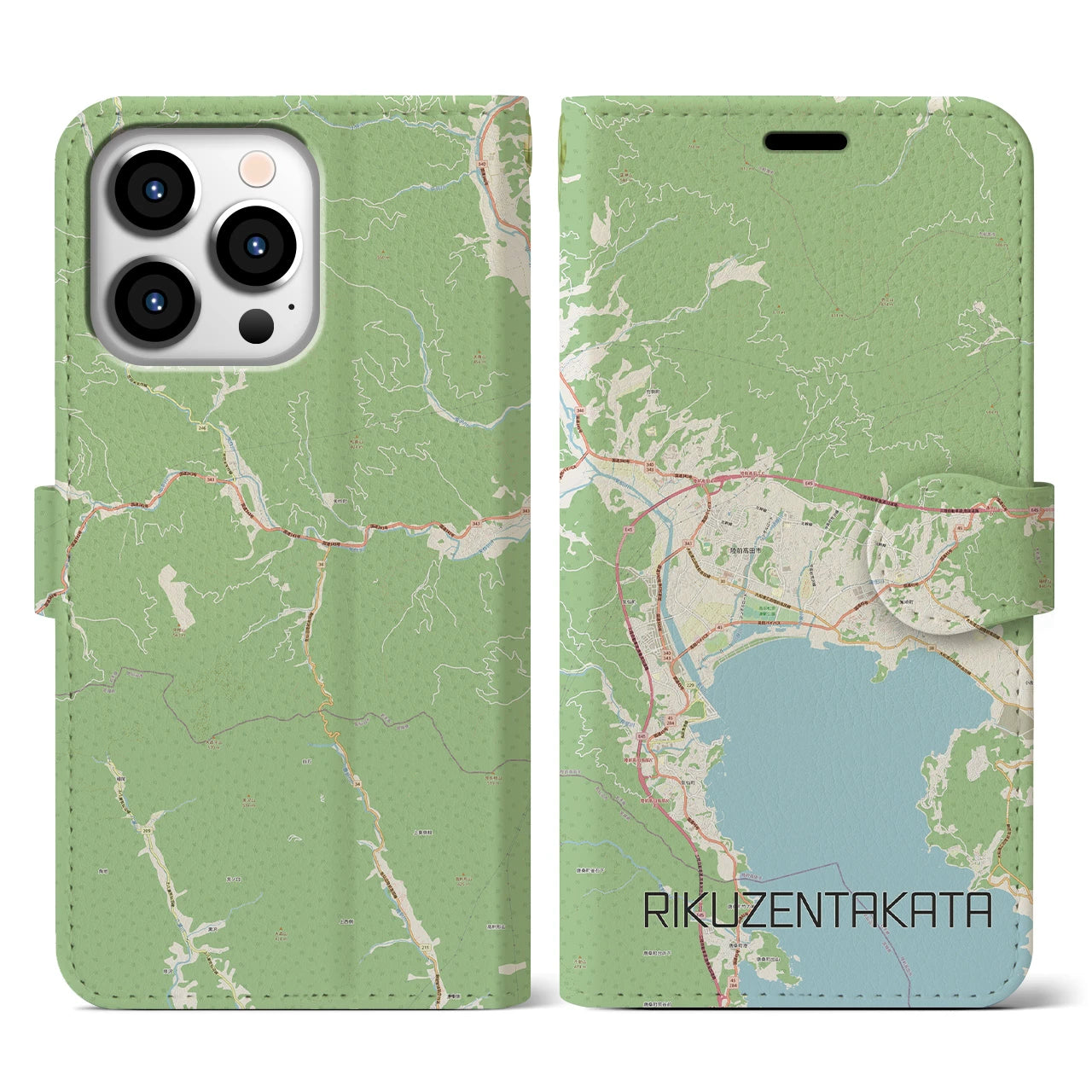 【陸前高田(岩手県)】地図柄iPhoneケース(手帳タイプ)ナチュラル・iPhone 13 Pro 用