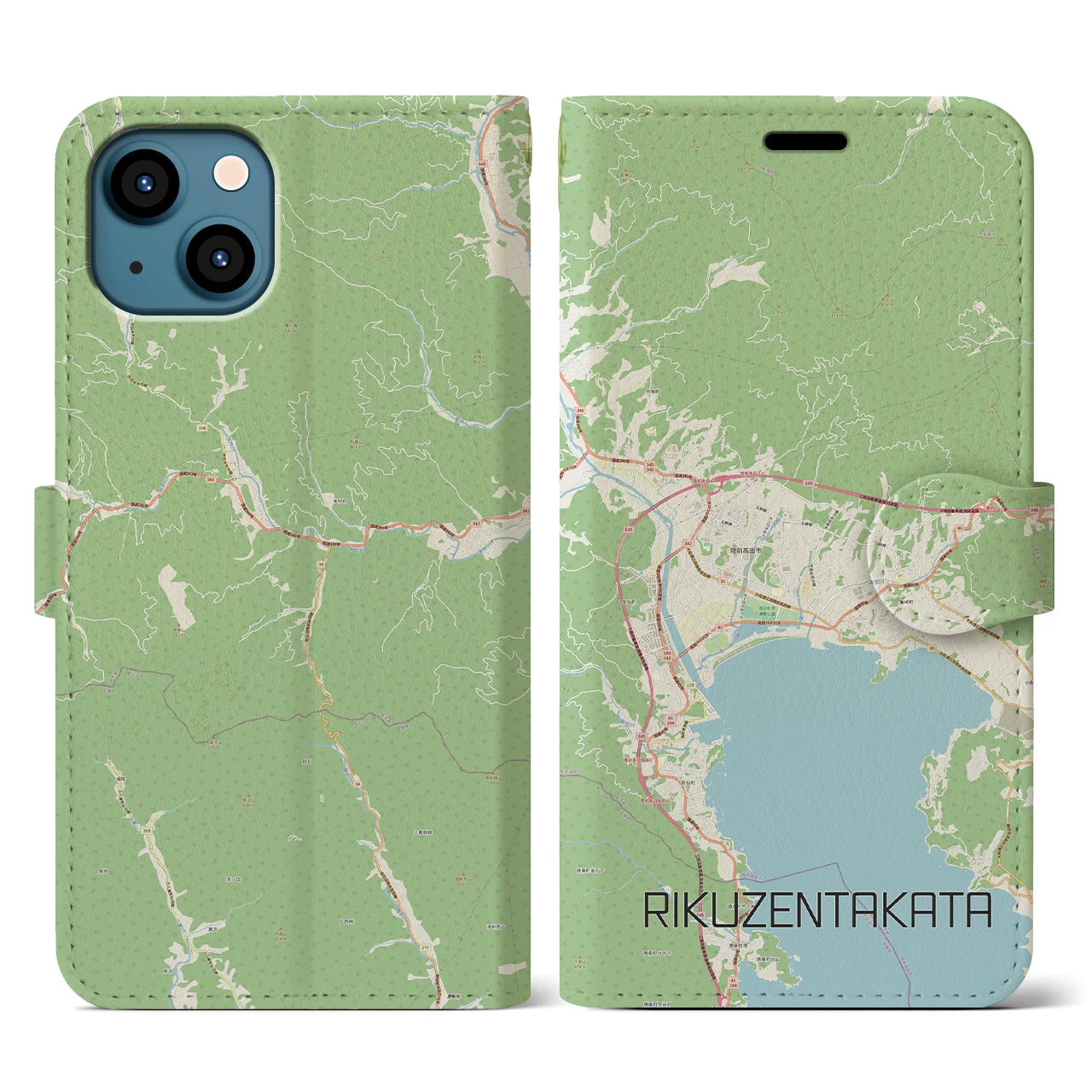 【陸前高田(岩手県)】地図柄iPhoneケース(手帳タイプ)ナチュラル・iPhone 13 用