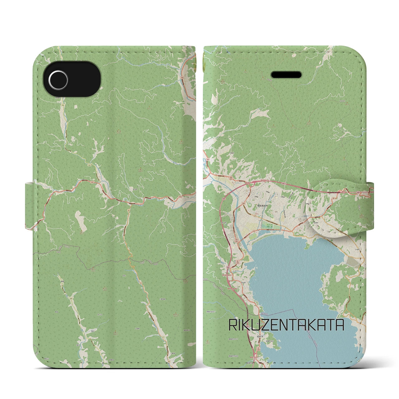 【陸前高田(岩手県)】地図柄iPhoneケース(手帳タイプ)ナチュラル・iPhone SE(第3 / 第2世代) / 8 / 7 / 6s / 6 用