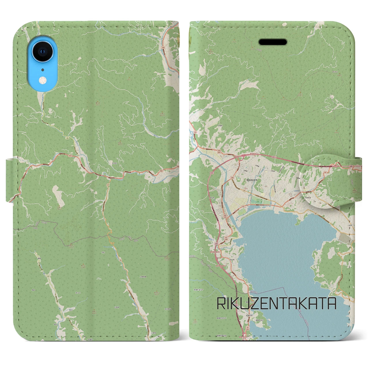【陸前高田(岩手県)】地図柄iPhoneケース(手帳タイプ)ナチュラル・iPhone XR 用