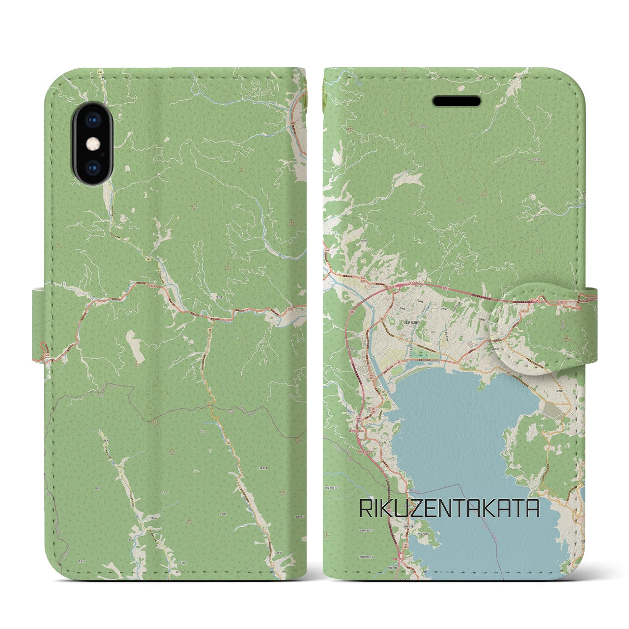 【陸前高田(岩手県)】地図柄iPhoneケース(手帳タイプ)ナチュラル・iPhone XS / X 用