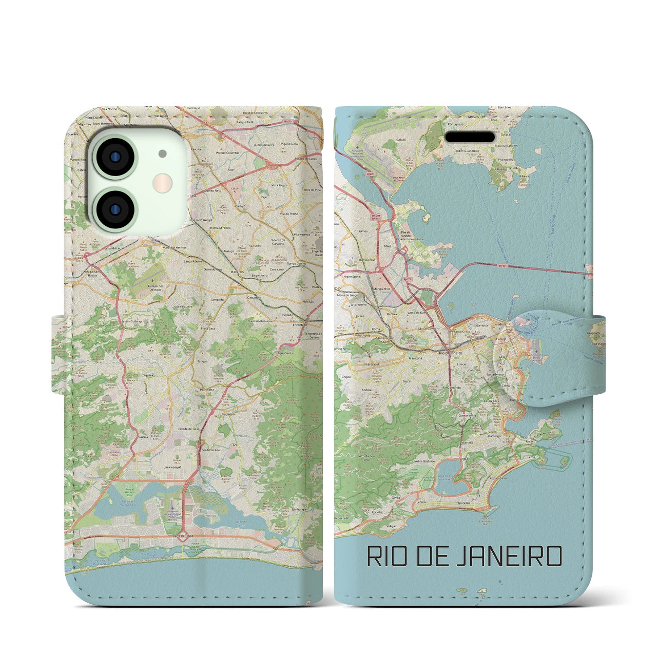 【リオデジャネイロ(ブラジル)】地図柄iPhoneケース(手帳タイプ)ナチュラル・iPhone 12 mini 用