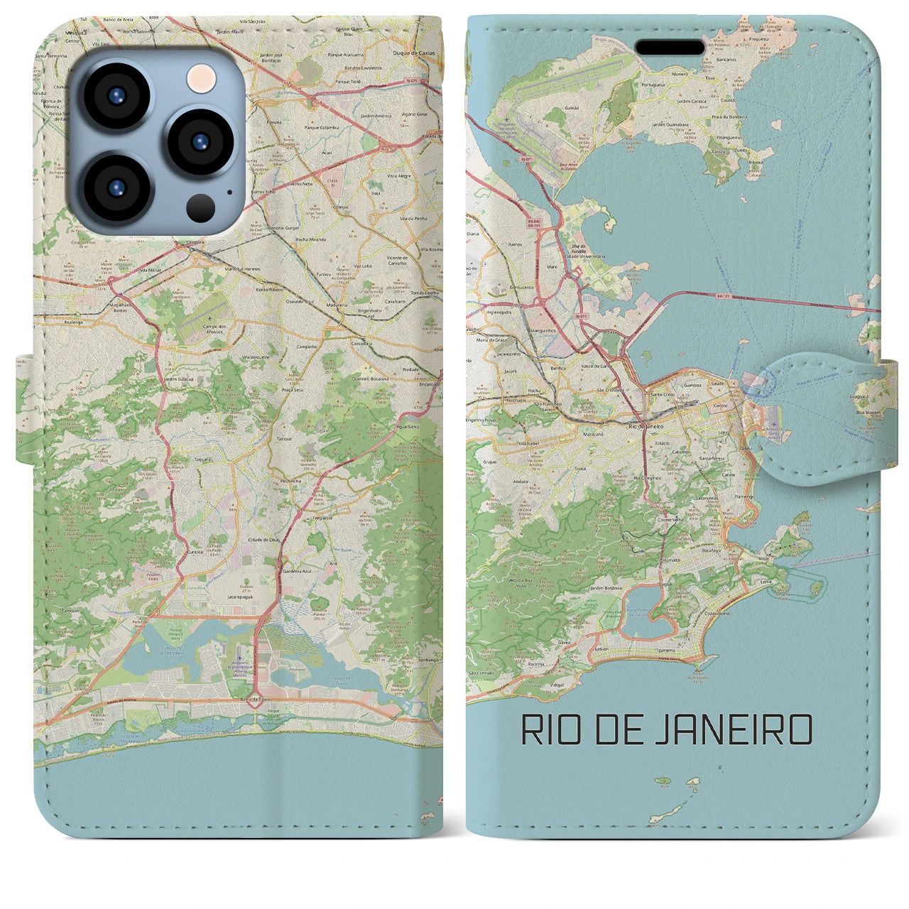 【リオデジャネイロ(ブラジル)】地図柄iPhoneケース(手帳タイプ)ナチュラル・iPhone 13 Pro Max 用