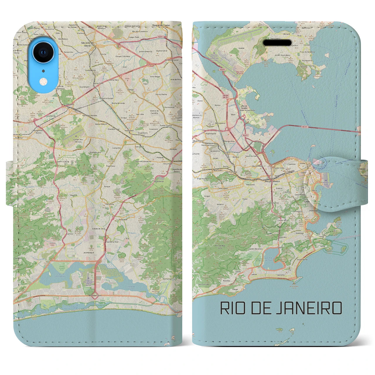 【リオデジャネイロ(ブラジル)】地図柄iPhoneケース(手帳タイプ)ナチュラル・iPhone XR 用