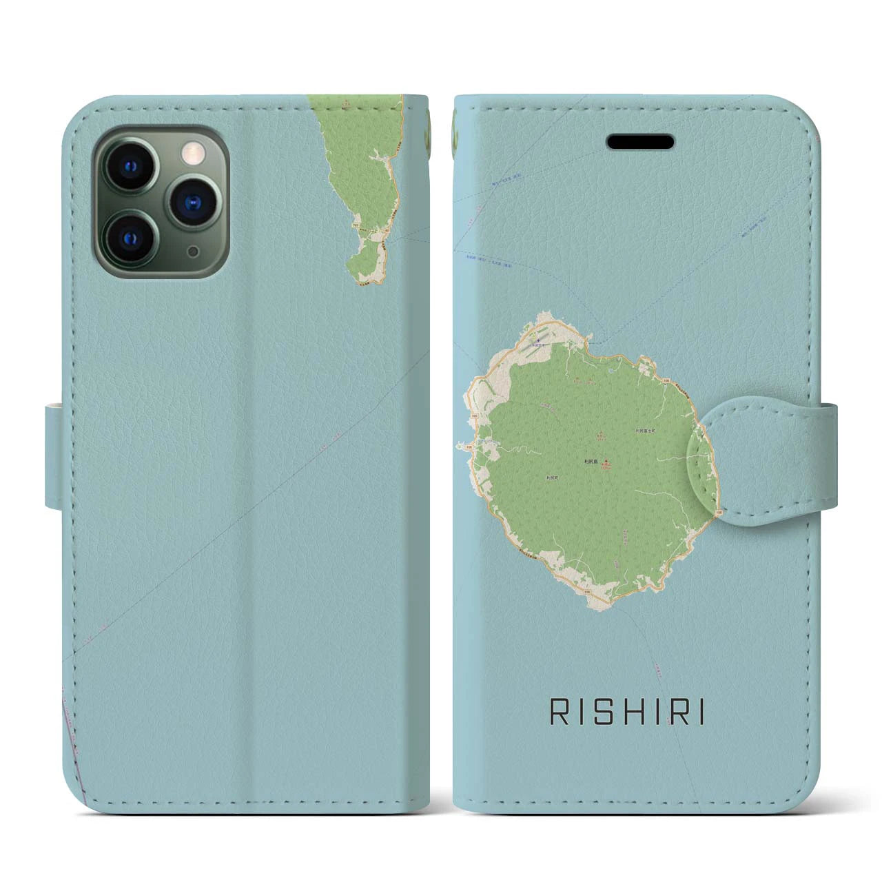【利尻(北海道)】地図柄iPhoneケース(手帳タイプ)ナチュラル・iPhone 11 Pro 用