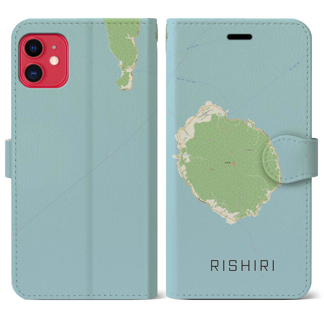【利尻(北海道)】地図柄iPhoneケース(手帳タイプ)ナチュラル・iPhone 11 用