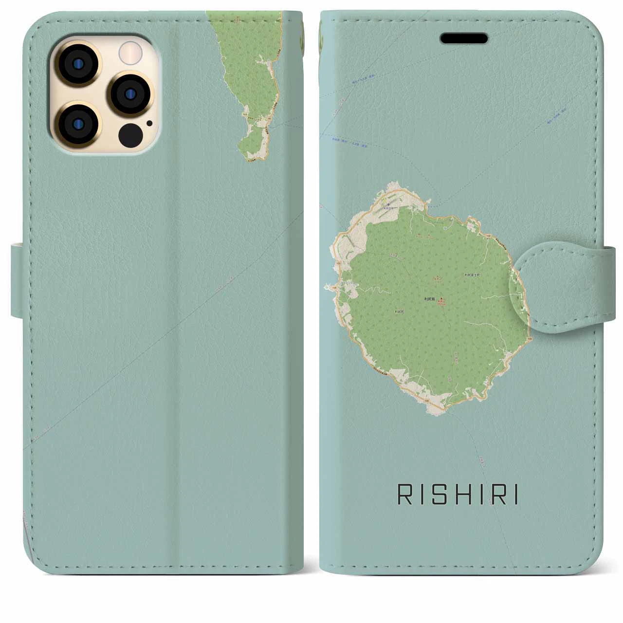 【利尻(北海道)】地図柄iPhoneケース(手帳タイプ)ナチュラル・iPhone 12 Pro Max 用