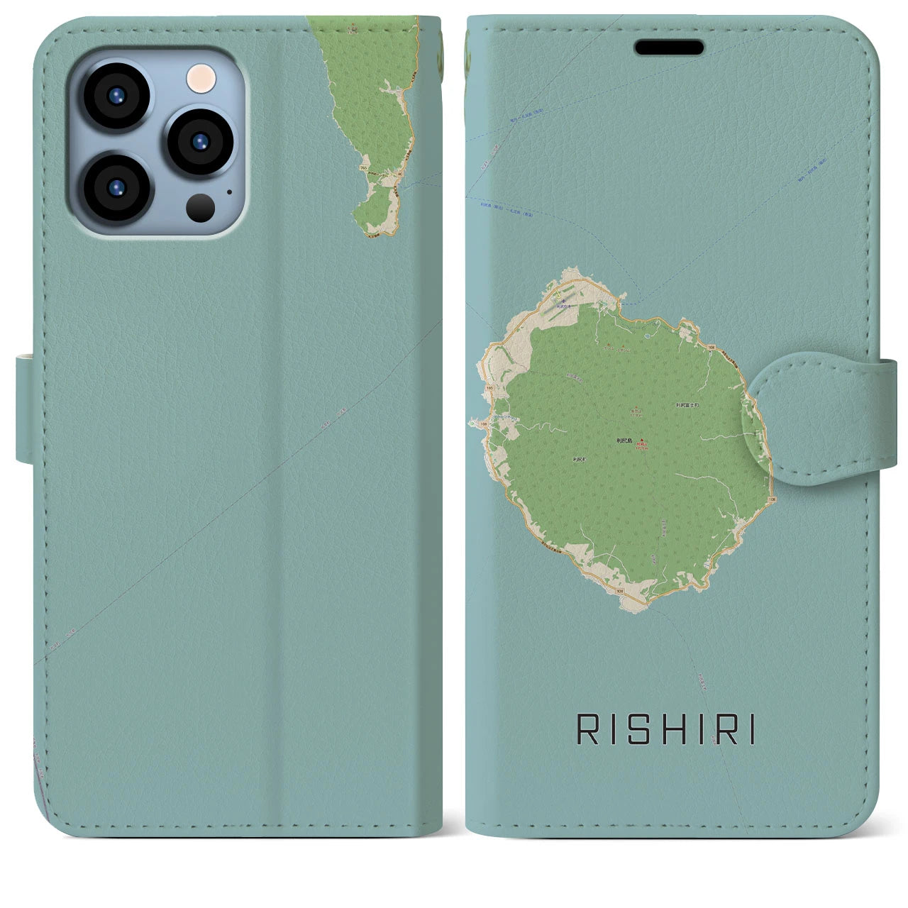 【利尻(北海道)】地図柄iPhoneケース(手帳タイプ)ナチュラル・iPhone 13 Pro Max 用
