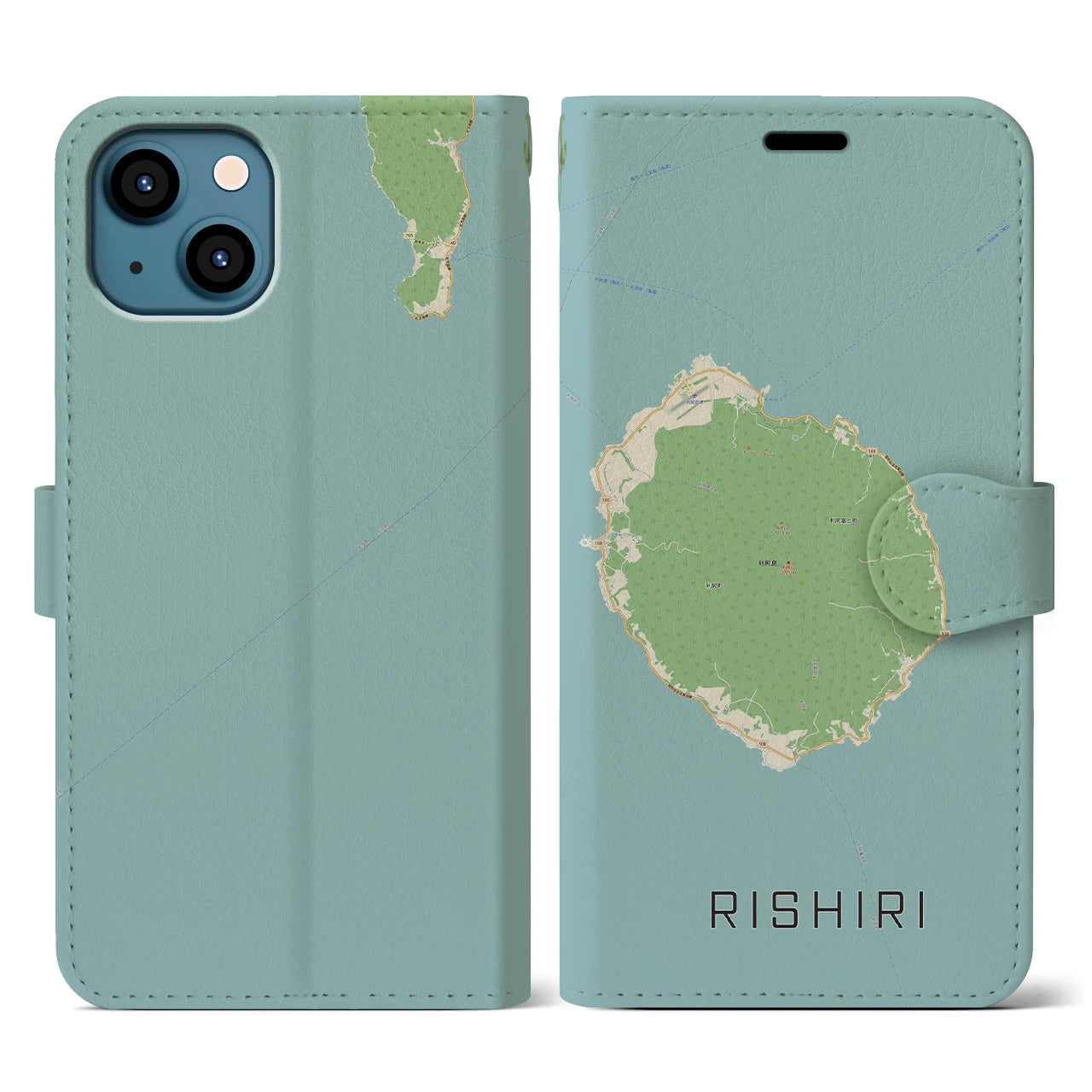 【利尻(北海道)】地図柄iPhoneケース(手帳タイプ)ナチュラル・iPhone 13 用