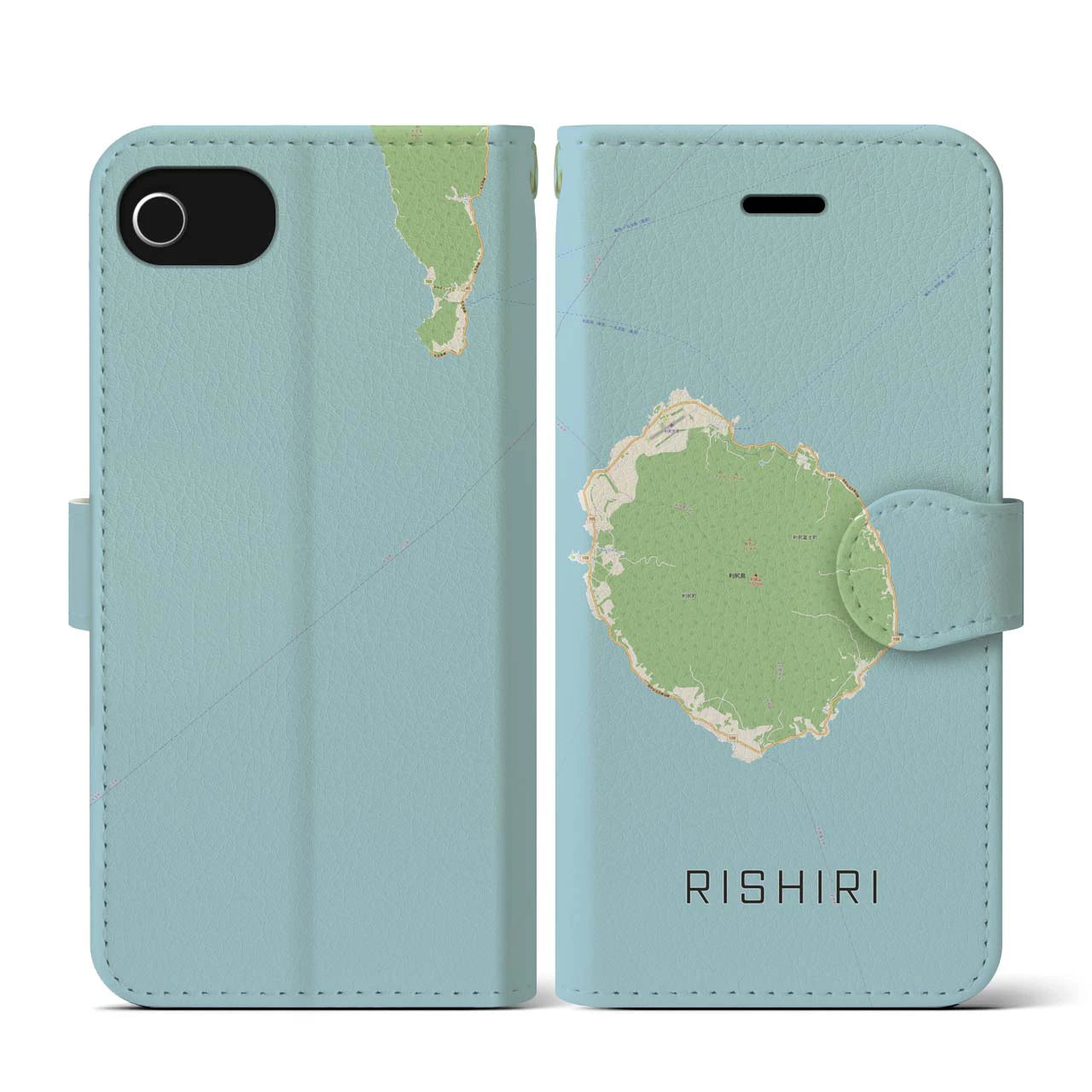 【利尻(北海道)】地図柄iPhoneケース(手帳タイプ)ナチュラル・iPhone SE(第3 / 第2世代) / 8 / 7 / 6s / 6 用