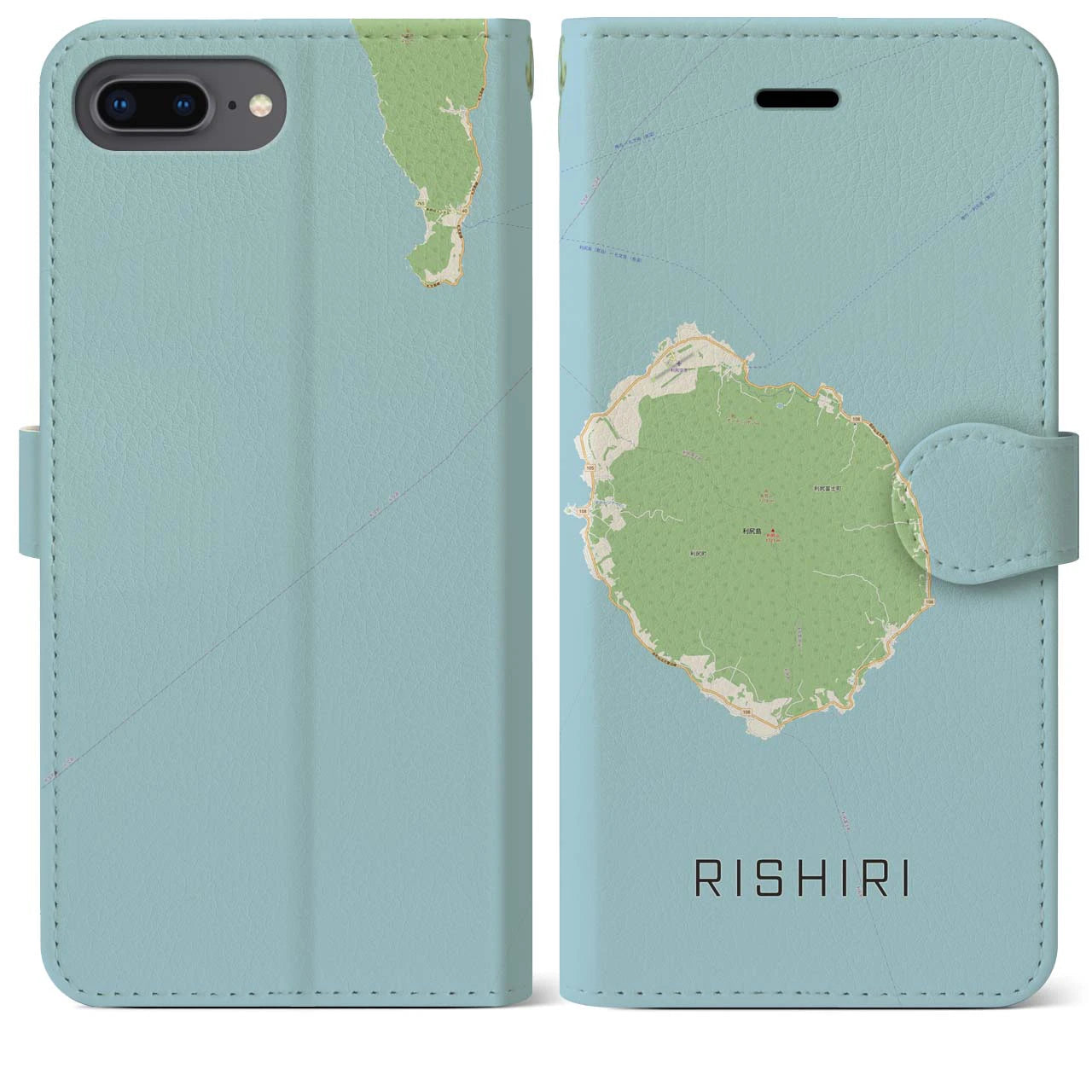 【利尻(北海道)】地図柄iPhoneケース(手帳タイプ)ナチュラル・iPhone 8Plus /7Plus / 6sPlus / 6Plus 用