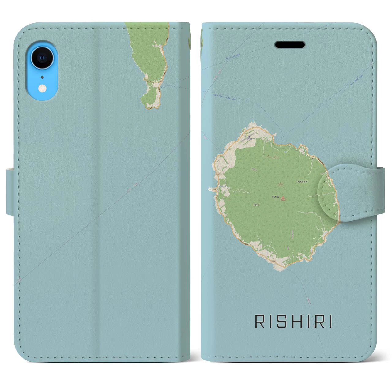 【利尻(北海道)】地図柄iPhoneケース(手帳タイプ)ナチュラル・iPhone XR 用