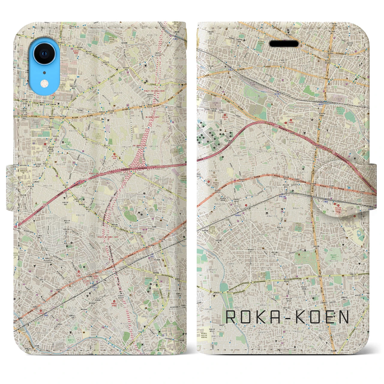 【芦花公園(東京都)】地図柄iPhoneケース(手帳タイプ)ナチュラル・iPhone XR 用
