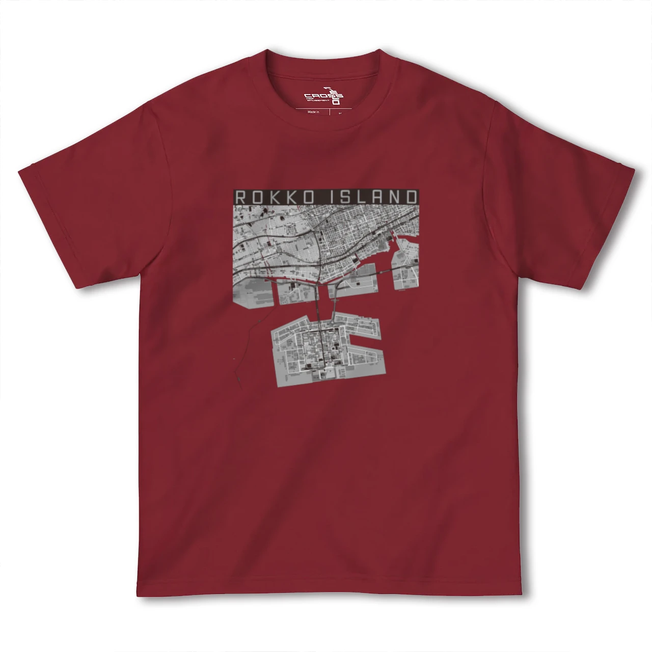 【六甲アイランド(兵庫県)】地図柄ヘビーウェイトTシャツ