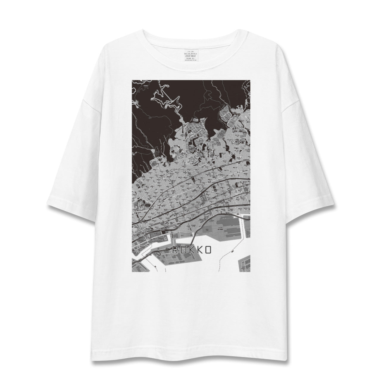 【六甲(兵庫県)】地図柄ビッグシルエットTシャツ