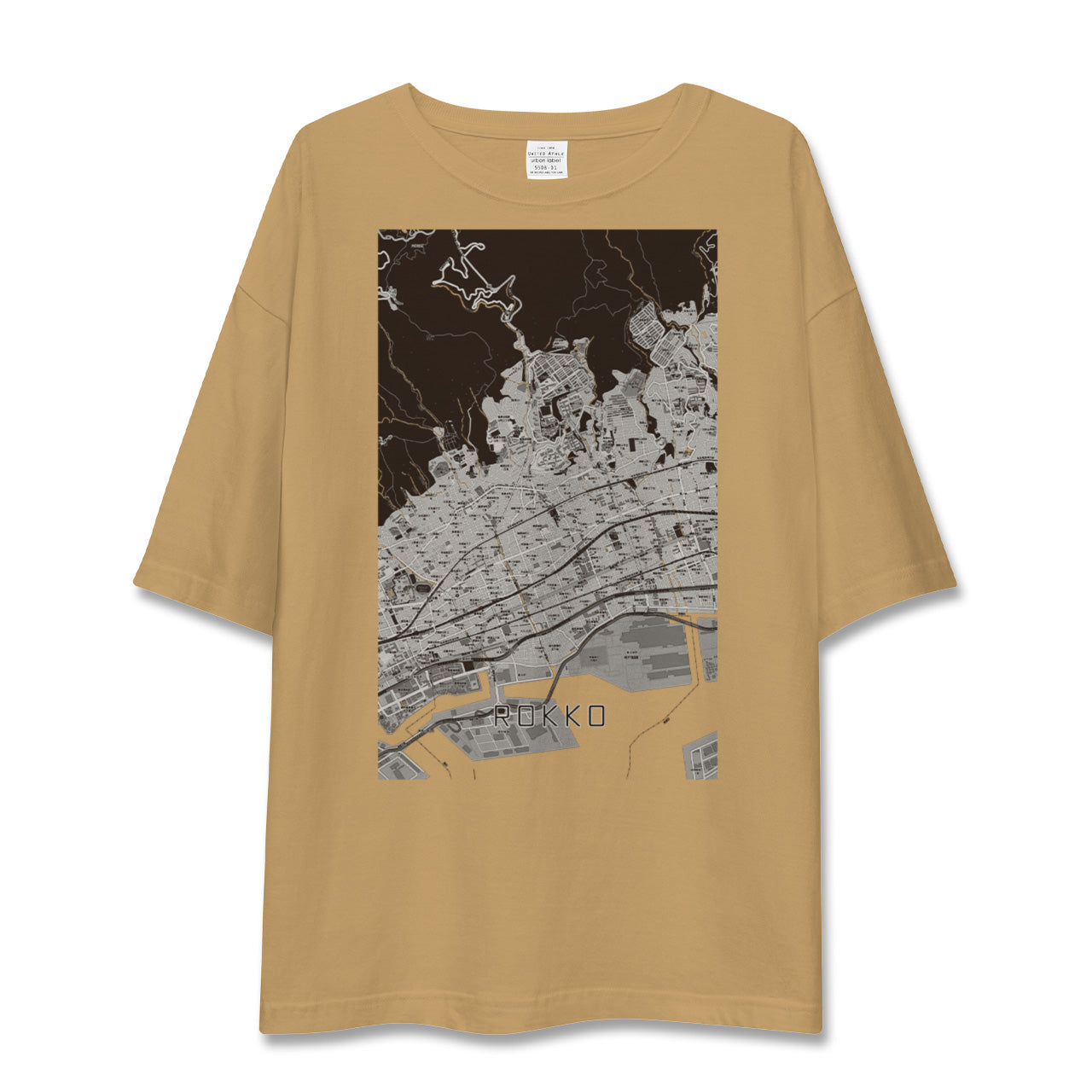 【六甲(兵庫県)】地図柄ビッグシルエットTシャツ