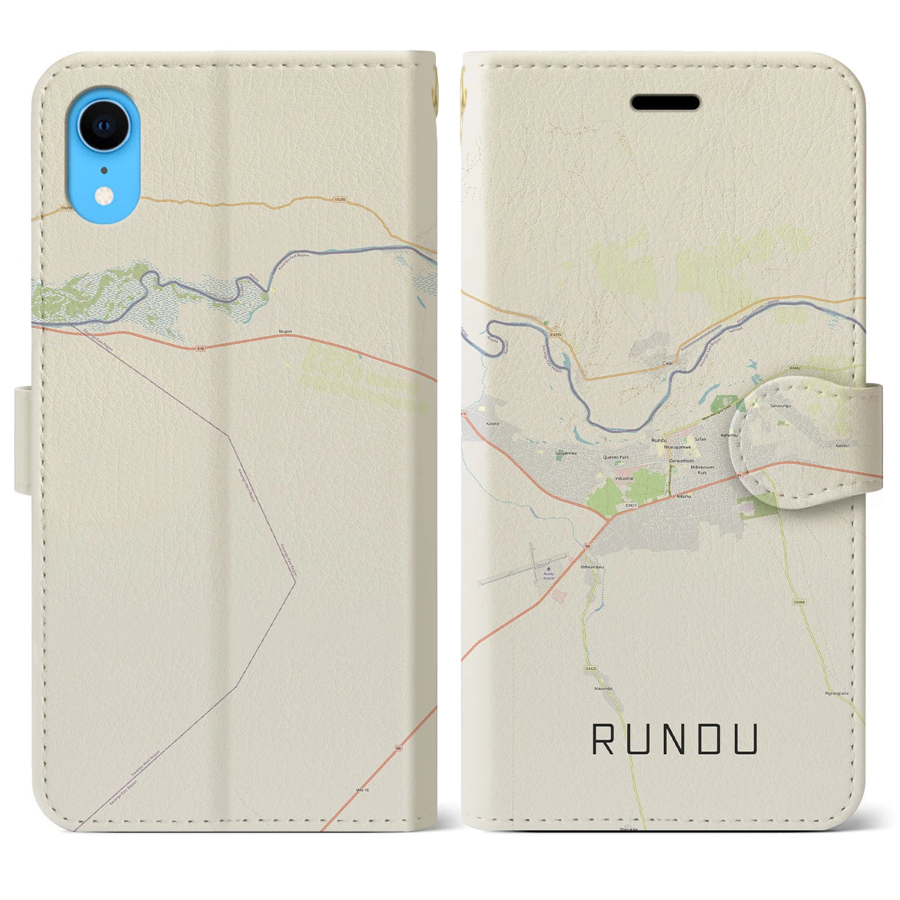 【ルンドゥ(ナミビア)】地図柄iPhoneケース(手帳タイプ)ナチュラル・iPhone XR 用