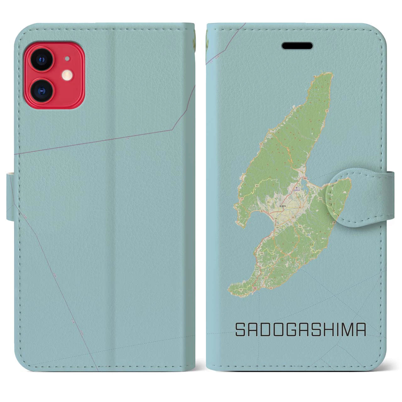 【佐渡島(新潟県)】地図柄iPhoneケース(手帳タイプ)ナチュラル・iPhone 11 用