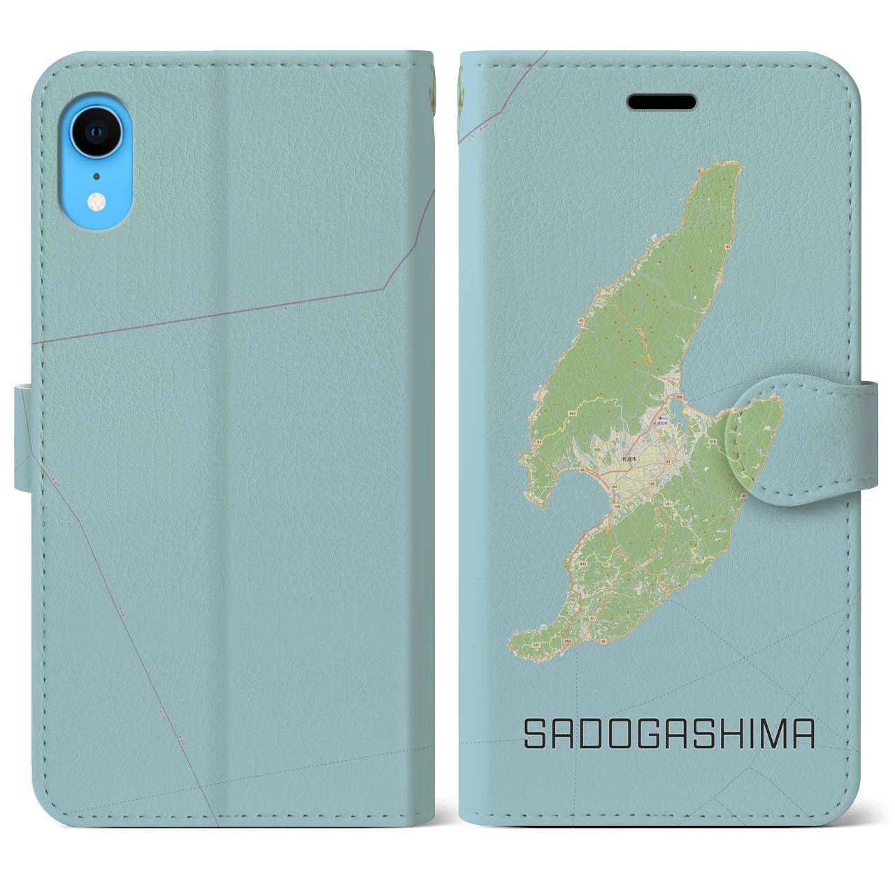 【佐渡島(新潟県)】地図柄iPhoneケース(手帳タイプ)ナチュラル・iPhone XR 用