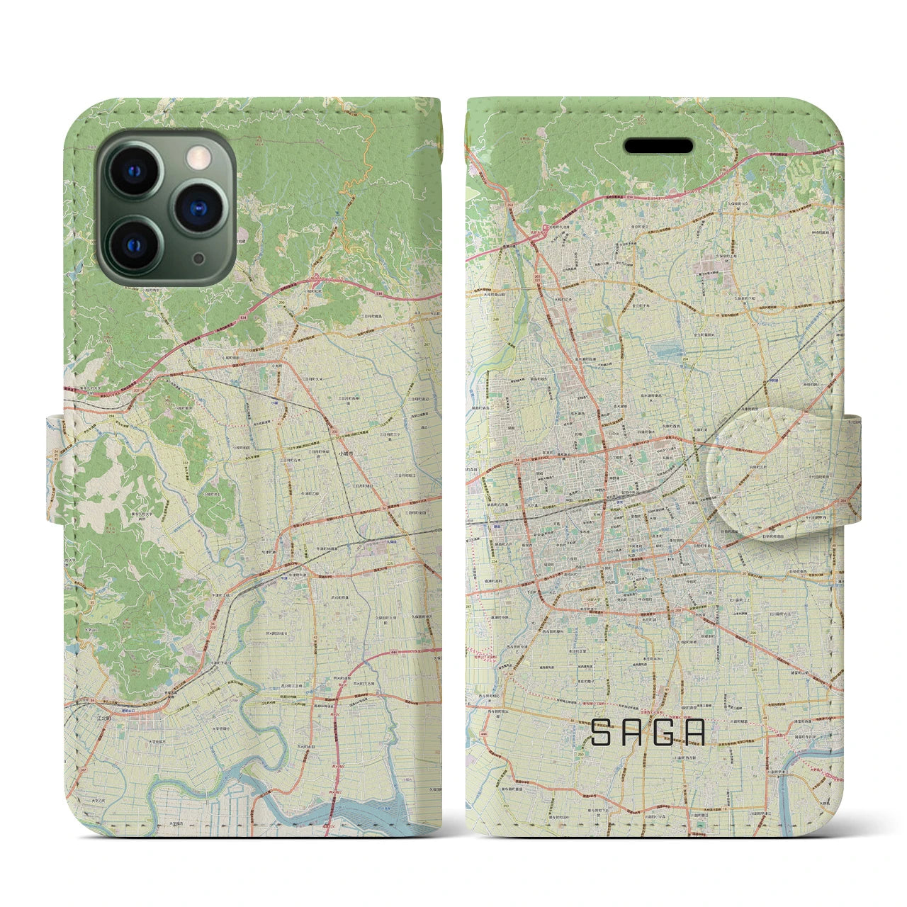 【佐賀2(佐賀県)】地図柄iPhoneケース(手帳タイプ)ナチュラル・iPhone 11 Pro 用